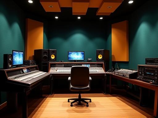 Interior view of the professional Onda Sonora recording studio in São Paulo